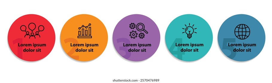 5 steps infographic template with 5 options. Flowchart that can be used for business report, data visualization and presentation. Timeline infographic elements vector illustration.
