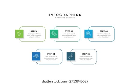 5 steps infographic template with 5 options. presentation design template Editable Vector illustration on white background.