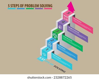 5 Steps Infographic template. Stairs style infographic design. Can be used for business presentation or any purposes. Can edit to your own texts. Vector EPS10 
