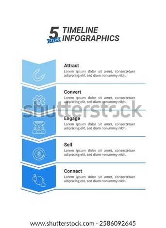 5 Steps Infographic Timeline for Business Presentation, Poster, Banner and Booklet.
