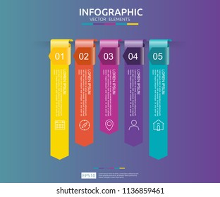5 steps infographic. timeline design template with 3D arrow paper element. Business concept with options. For content, diagram, flowchart, steps, parts, workflow layout, chart.