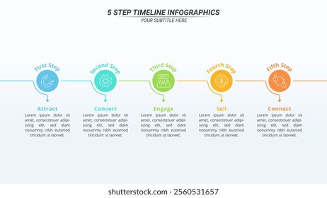 5 Steps Infographic Timeline on a 16:9 Layout for Business Presentation, Poster, Banner and Booklet.