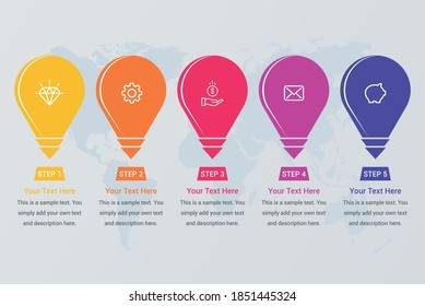 5 pasos de la imagen del vector de presentación de la línea de tiempo infográfica