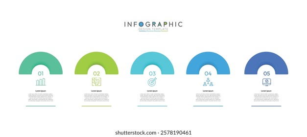 5 Steps Infographic the infographic utilizes a horizontal layout, with the five steps arranged sequentially from left to right. This promotes a clear, linear flow. Modern infographic design template.