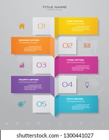 5 steps infographics chart design element. For data presentation.