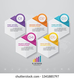 5 steps infographics chart design element. For data presentation.