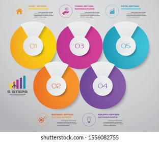 5 steps infographics chart design element. For data presentation.	