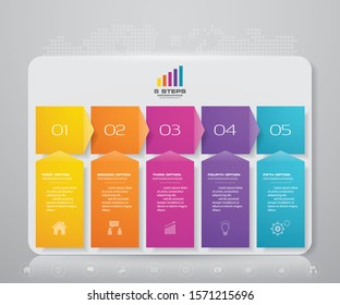 5 steps infographics chart design element. For data presentation.	