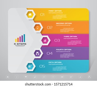 5 steps infographics chart design element. For data presentation.	