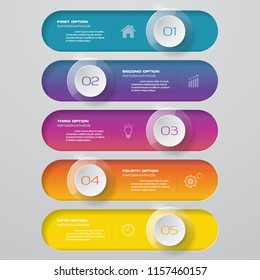 5 steps infographics chart elements for data presentation.