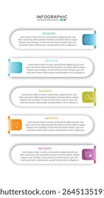 5 Steps Infographics Design Template - Graph, Pie chart, workflow layout, squire diagram, brochure, report, presentation, web design Editable Vector