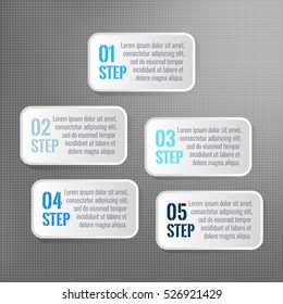 5 steps infographics, isolated vector boxes 