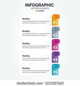 Plantilla de infografía de 5 pasos Diseño creativo de 5 opciones de Power Point
