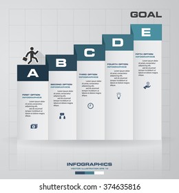 5 steps Infographics vector design template. Simple&Editable for your sample text. Business clean template for diagram, graph, presentation and chart