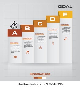 5 steps Infographics vector design template. Simple&Editable for your sample text. Business clean template for diagram, graph, presentation and chart