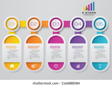 5 steps infographics&timeline template  element for presentation.