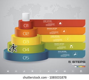 5 steps layers diagram. Simple&Editable abstract design element. EPS10.