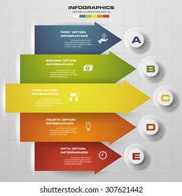 5 steps modern arrow infographics elements. Vector illustration. Can be used for workflow layout, diagram, number and step up options, web design.