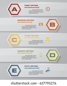 5 steps modern bar banner template. Align in vertical. EPS10.