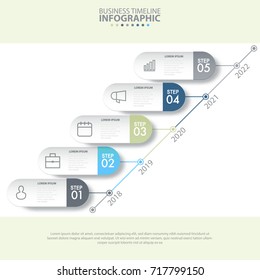 5 steps modern and clean Business Infographics, strategy, timeline, analysis design template blue grey color tone graphic illustration. Vector eps10.