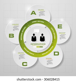 5 steps in modern design infographics diagram. Vector Illustration background.