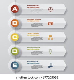 5 Steps Modern Design template with arrow banners for your sample text and data. EPS10.
