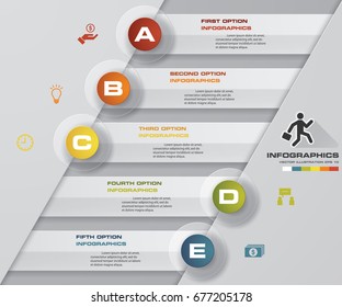 5 Steps Modern Design template with arrow banners for your sample text and data. EPS10.