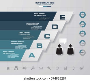 5 steps modern origami presentation template. EPS10.