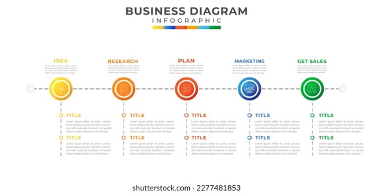 5 Steps modern Timeline diagram calendar with circle and topics