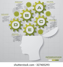 5 steps option with human head Infographics vector design template