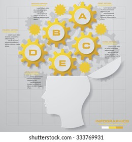 5 steps option with human head Infographics vector design template