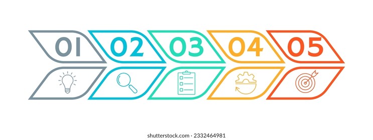 5 pasos, gráfico de información de opción. Diagrama de procesos con iconos de negocio. Presentación, plantilla de infografía de línea de tiempo. Ilustración vectorial.
