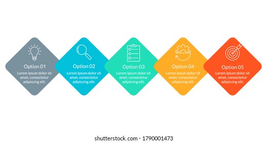 5 steps, option or levels info graphic design with five business icons. Modern elements for presentation, workflow layout, timeline infographics. Vector illustration.