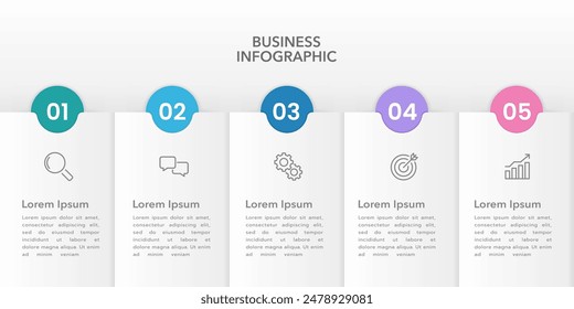 5 steps or options infographic design template to success. Business presentation, Banner, Brochure, Report and Planning. Vector illustration.