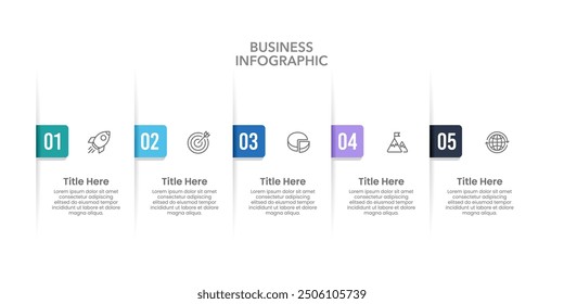 5 Steps or Options infographic element design template. Business presentation, Marketing, Planning, Report and Workflow. Vector illustration.