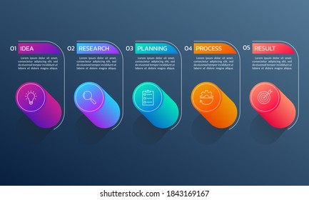 5 steps or options infographic. Timeline info graphic design with five circles. Modern business process layout with outline icons. Vector illustration.