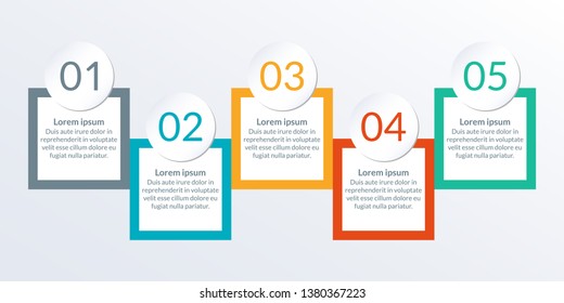 5 pasos, opciones o niveles de Plantilla gráfica de información. Infografía moderna de la línea de tiempo para el proceso de negocio, progreso, presentación, diseño de flujo de trabajo, Anuncio, Diseño web. Ilustración vectorial.