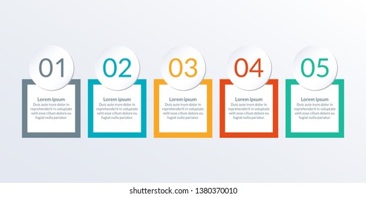 5 steps, options or levels info graphic template. Modern Timeline Infographic for business process, progress, presentation, workflow layout, banner, web design. Vector illustration.
