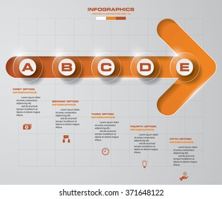 5 Steps Order On Progress Arrow Template. Design Clean Number Banners Template/graphic Or Website Layout. Vector.