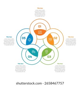 Elemento de infografía de 5 pasos. Diseño moderno y limpio para presentaciones, informes y Web