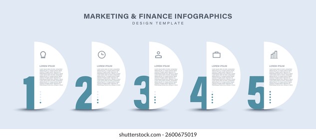 5 steps or parts vector infographics design template with icons and text