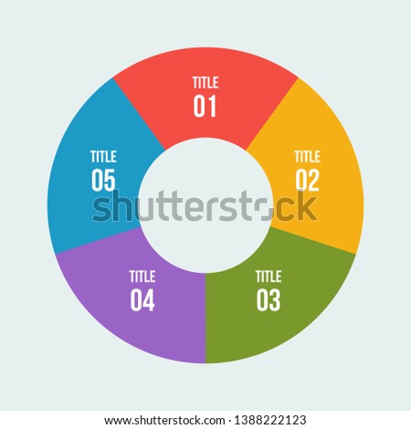 5 steps Pie chart, Circle infographic or Circular diagram