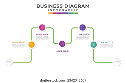 5 Steps to Planning a Modern Mind Map Diagram.  presentation vector infographic template for business.