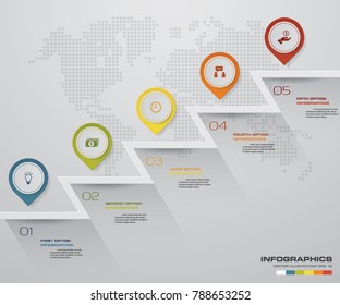 5 Steps pointer infographic design template. Business concept with 5 steps. EPS 10