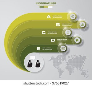 5 steps presentation banners template/graphic or website layout. Vector.