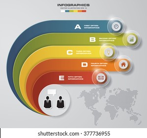 5 steps presentation banners template/graphic or website layout. Vector.