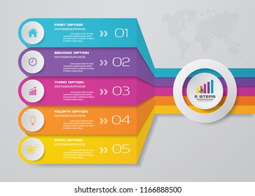 5 steps presentation chart .Infographic with 5 options. EPS 10.