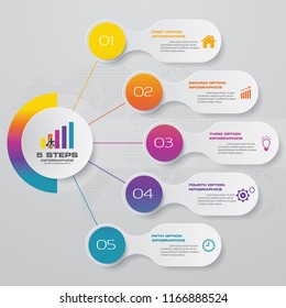 5 steps presentation chart .Infographic with 5 options. EPS 10.