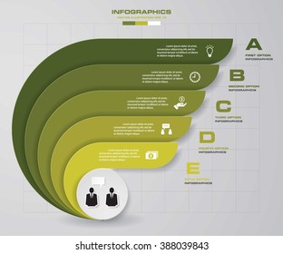 5 steps presentation template/5 options/ wing shape graphic or website layout. Vector.