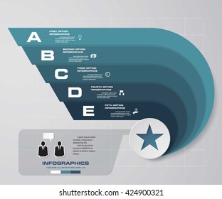 5 steps presentation template/5 options/ wing shape graphic or website layout. Vector.